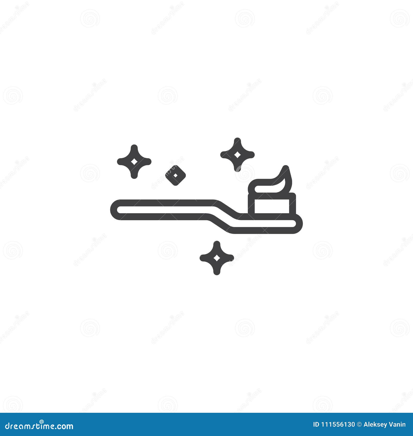 Toothbrush with Toothpaste Outline Icon Stock Vector Illustration of