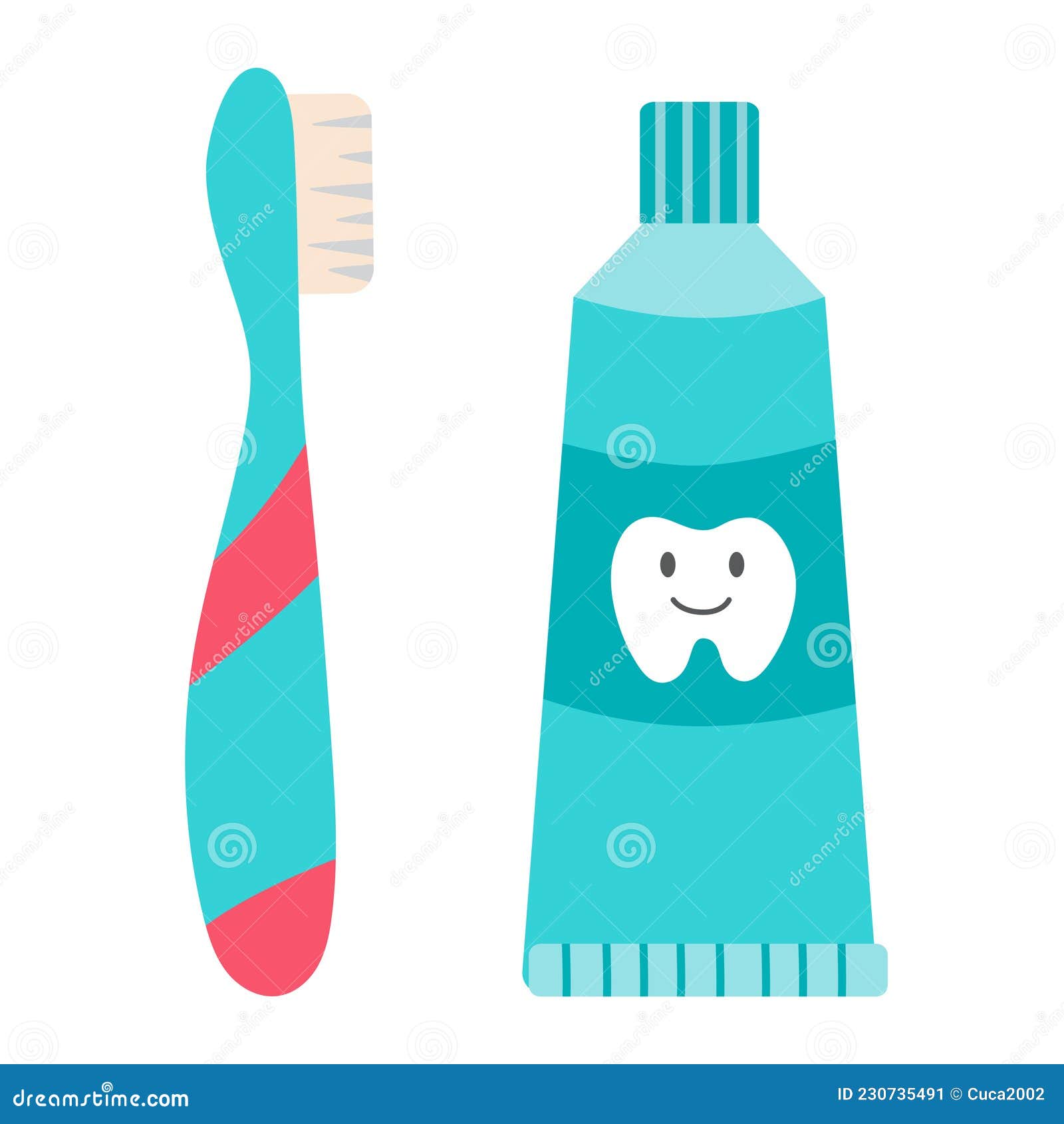 Toothbrush and Toothpaste, Vector Illustration in Cartoon Flat Style.  Dental and Oral Care Concept Stock Vector - Illustration of glass, object:  230735491
