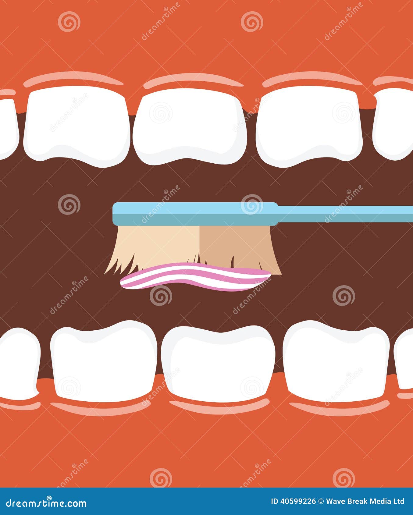 Toothbrush with Toothpaste in Wide Open Mouth Stock Vector