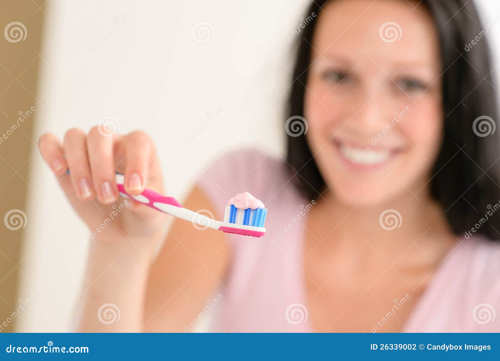 Toothpaste on Toothbrush Closeup Teeth Brushing Stock Photo Image of