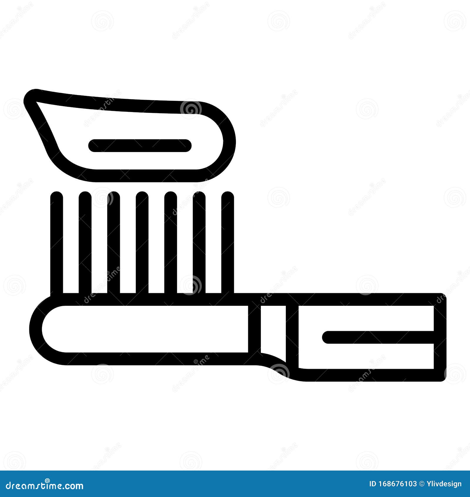 Toothpaste on Toothbrush Icon, Outline Style Stock Vector