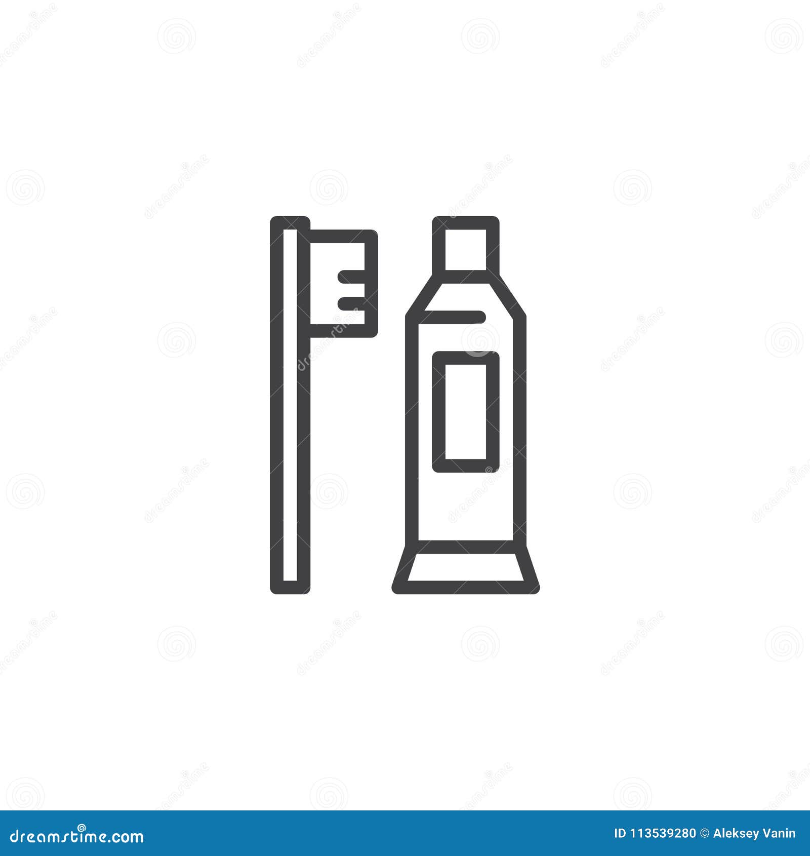 Toothpaste and Toothbrush Outline Icon Stock Vector Illustration of