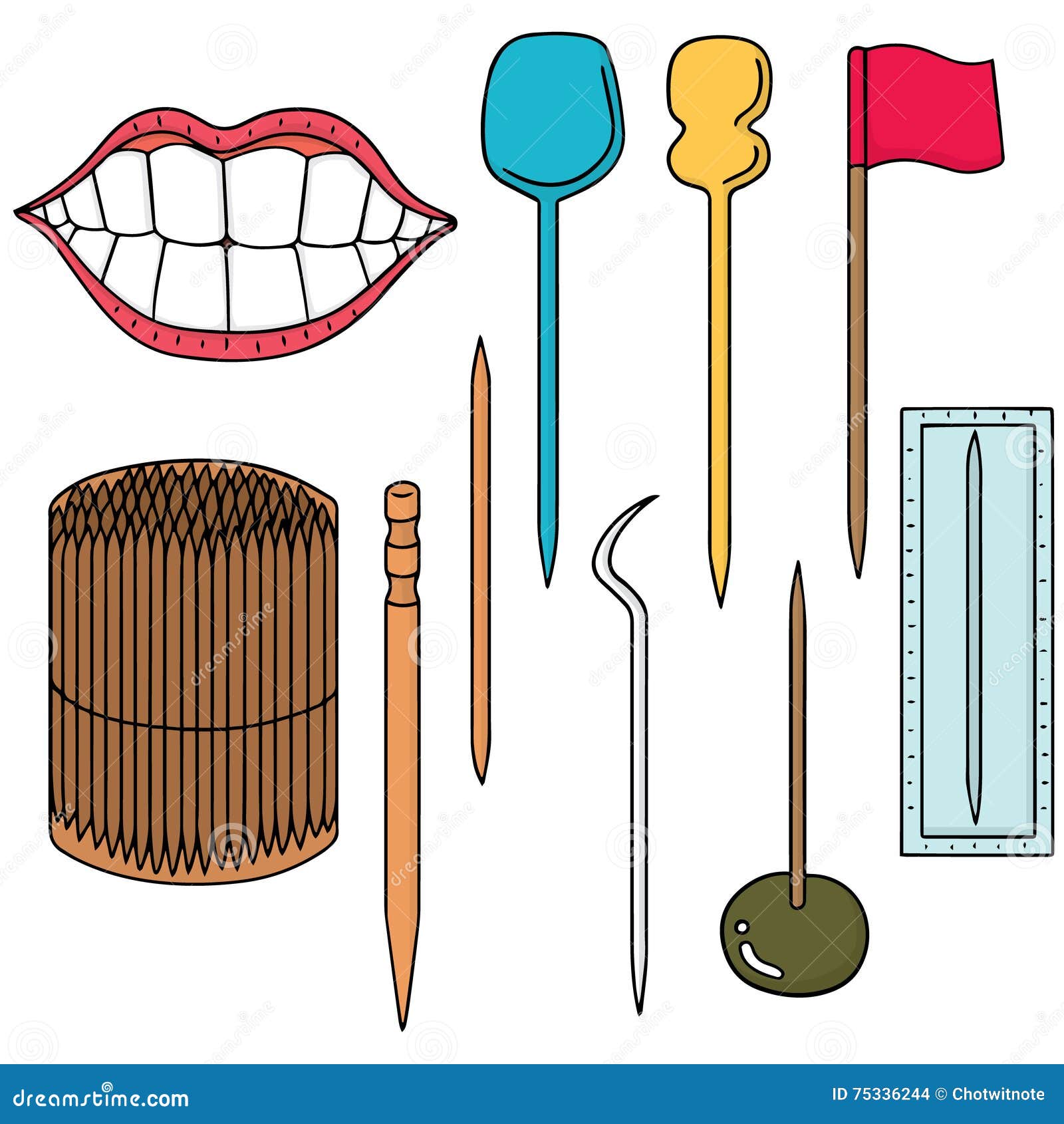 Toothpick stock vector. Illustration of dental, drawing 75336244