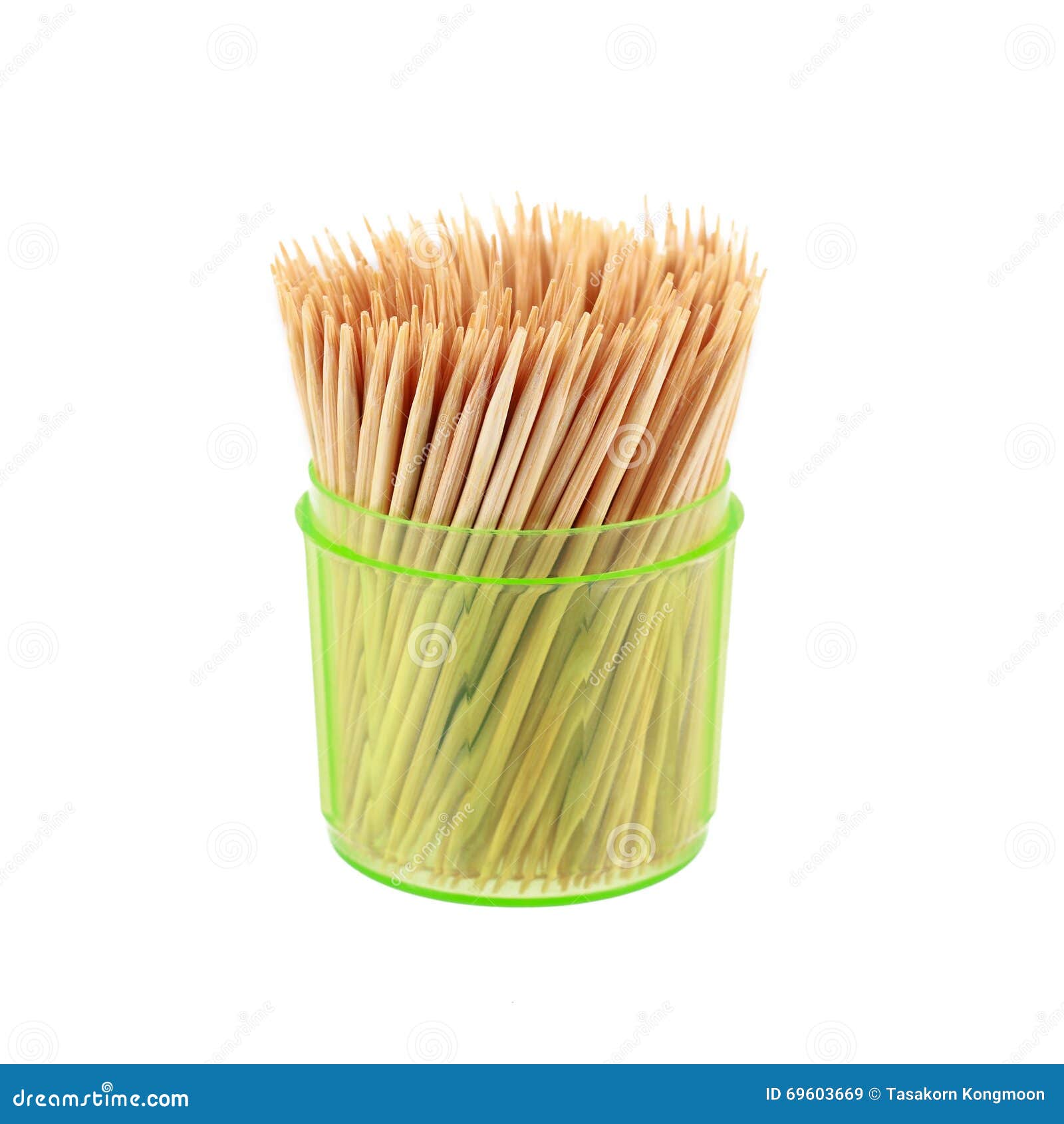 Toothpicks in Plastic Container Isolated on White Stock Image Image