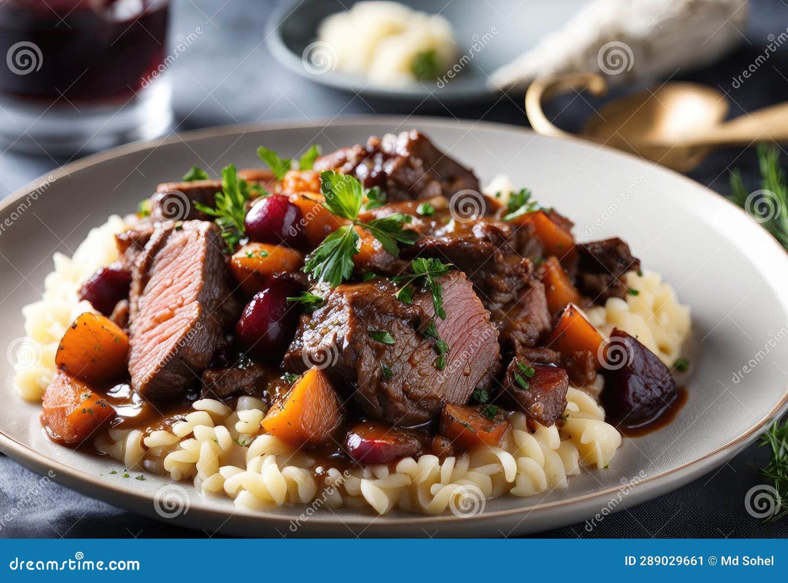a toothsome plate beef bourguignon, but instead beef use diced plums