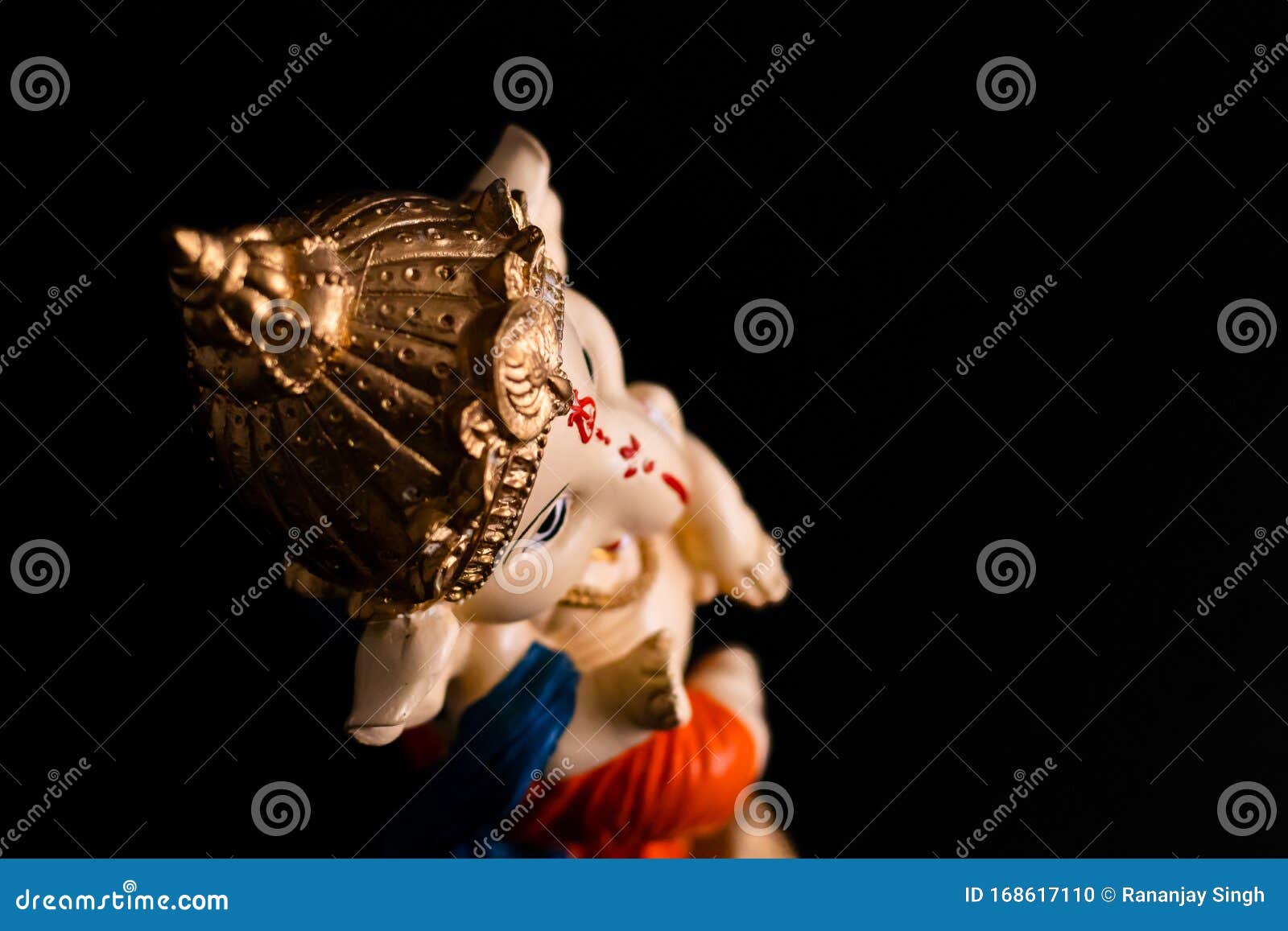 Top Angle Shot of Beautiful Ganesha Statue on Black Background ...