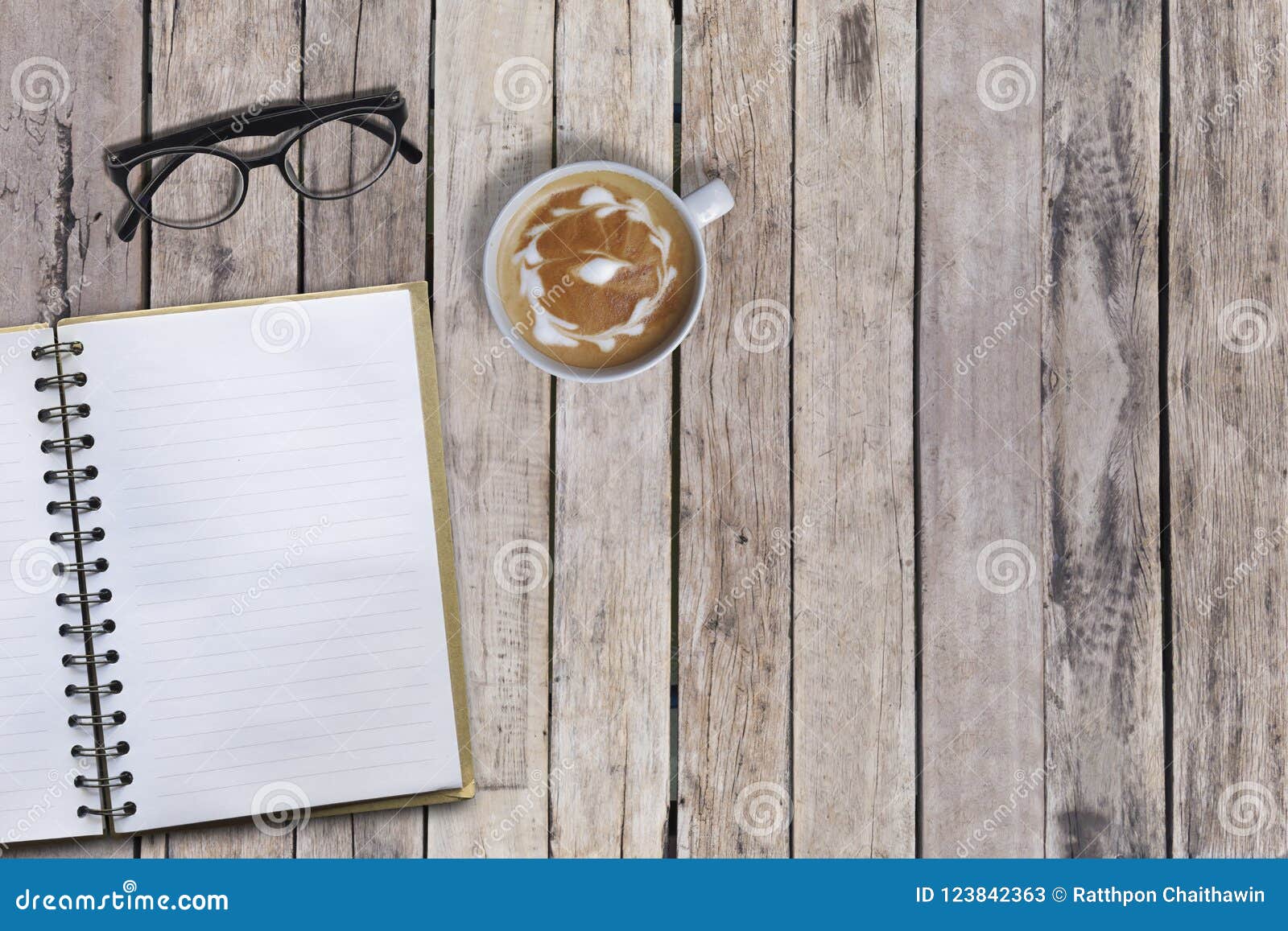 Top Angle View Of Empty Book And Hot Coffee On Old Desk Copy Sp