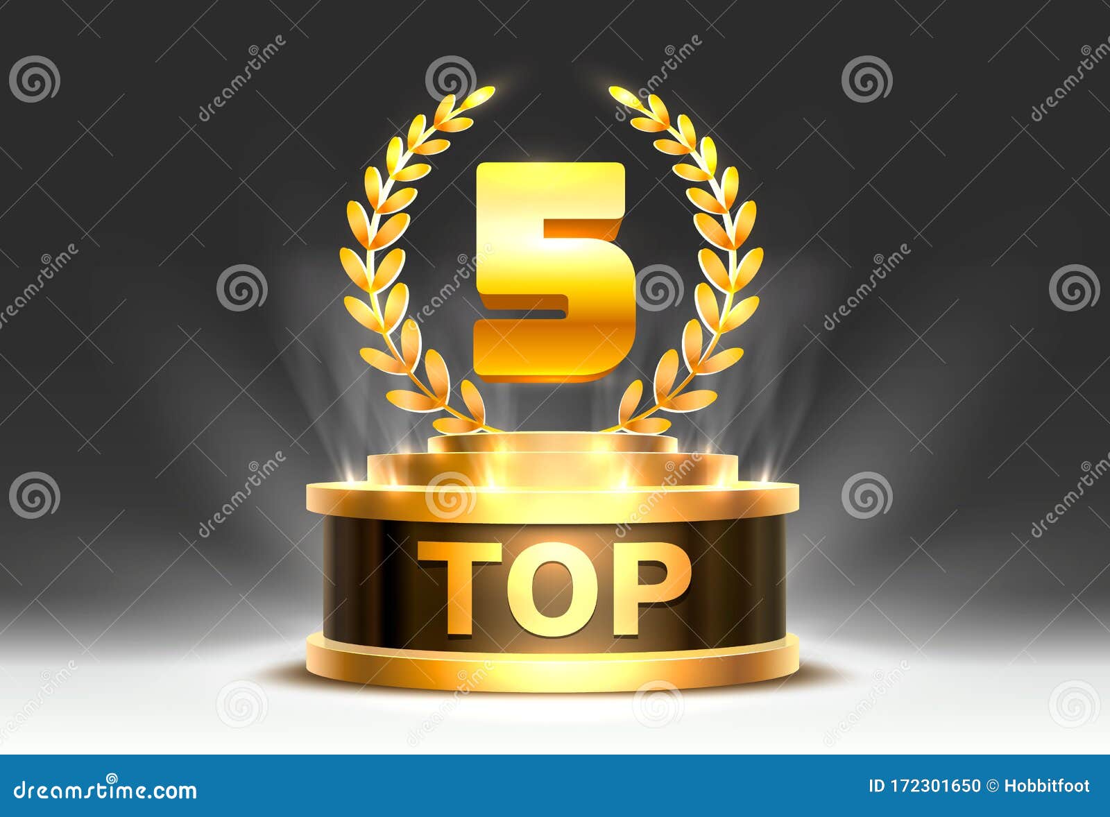 Top 5 Best Podium Award Sign Golden Object Stock Vector