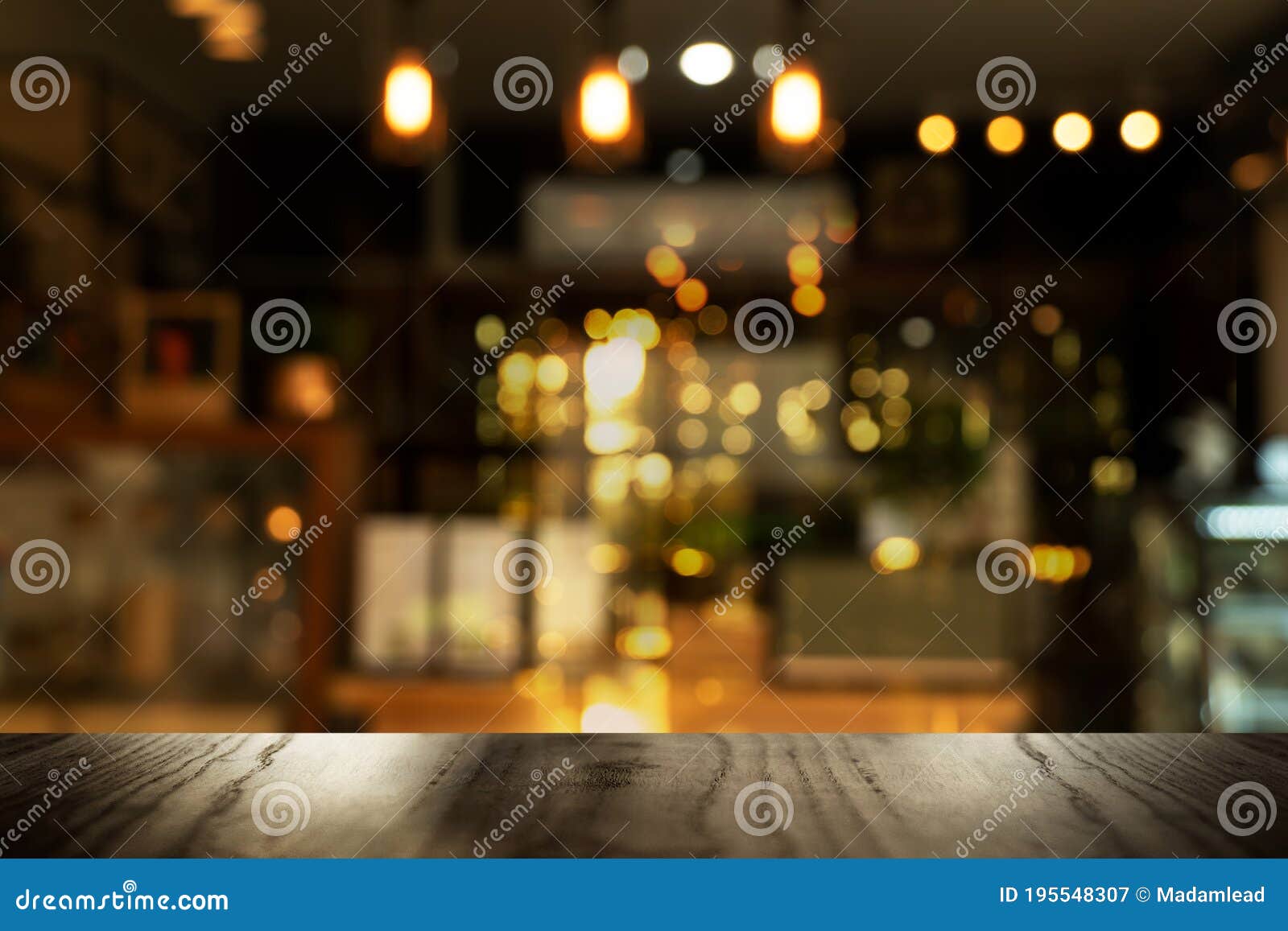 Top of Black Table with Blur Light in Pub or Bar Party Night Life ...