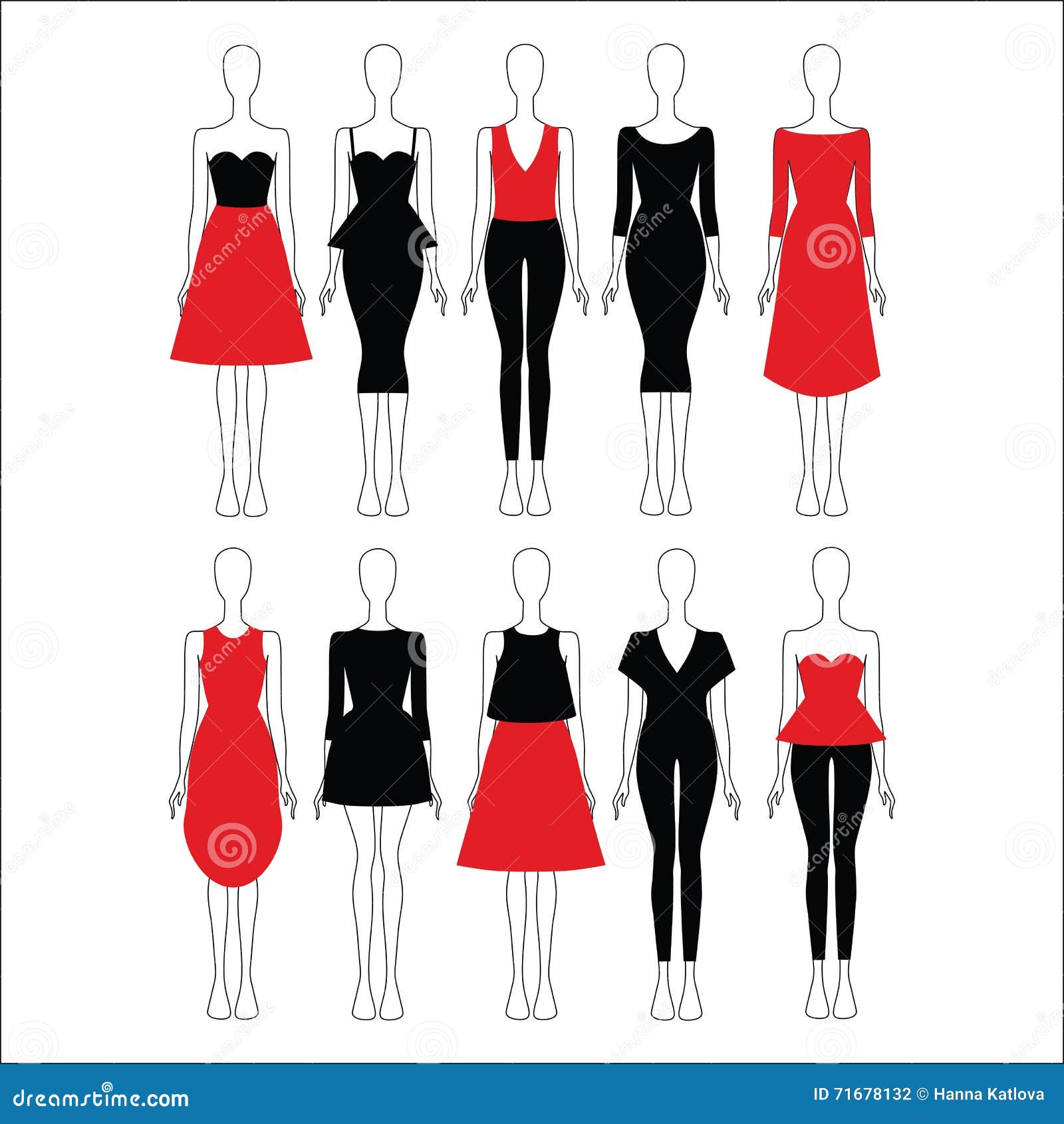 Top. Blouse. Dress. Pants. Skirt. a Set of Women S Clothing Sets Stock  Vector - Illustration of fashion, summer: 71678132