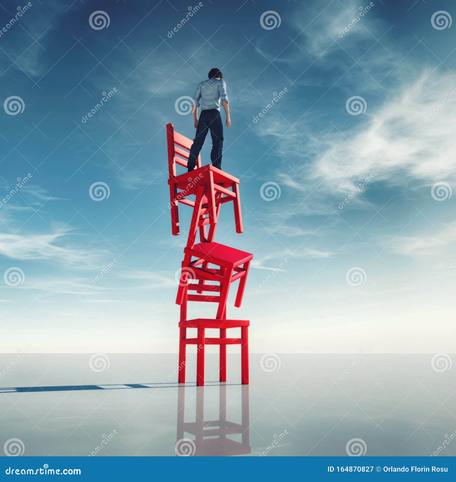 On top of the chairs stock illustration. Illustration of climb 164870827
