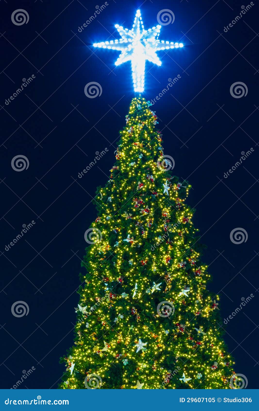 Top of Christmas tree stock image. Image of vibrant, baubles 29607105