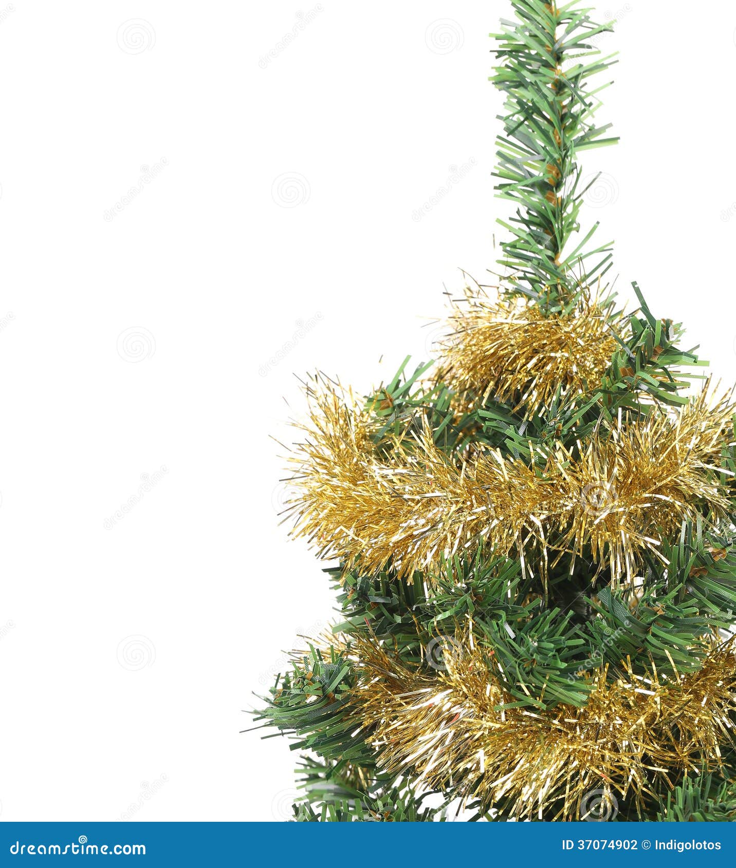 Top of Christmas Tree Decorated with Garland. Stock Photo Image of shape, traditional 37074902