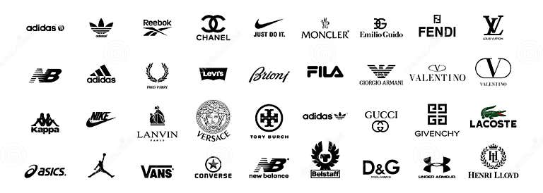 Top Clothing Brands Logos. Set of Most Popular Logo -adidas, New ...