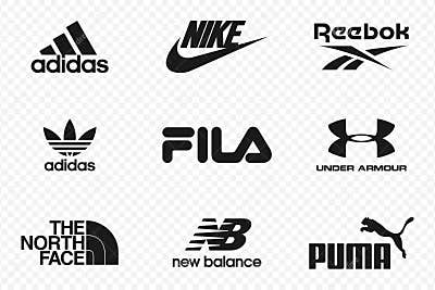 Top Clothing Brands Logos. Set of Most Popular Logo - NIKE, Adidas ...