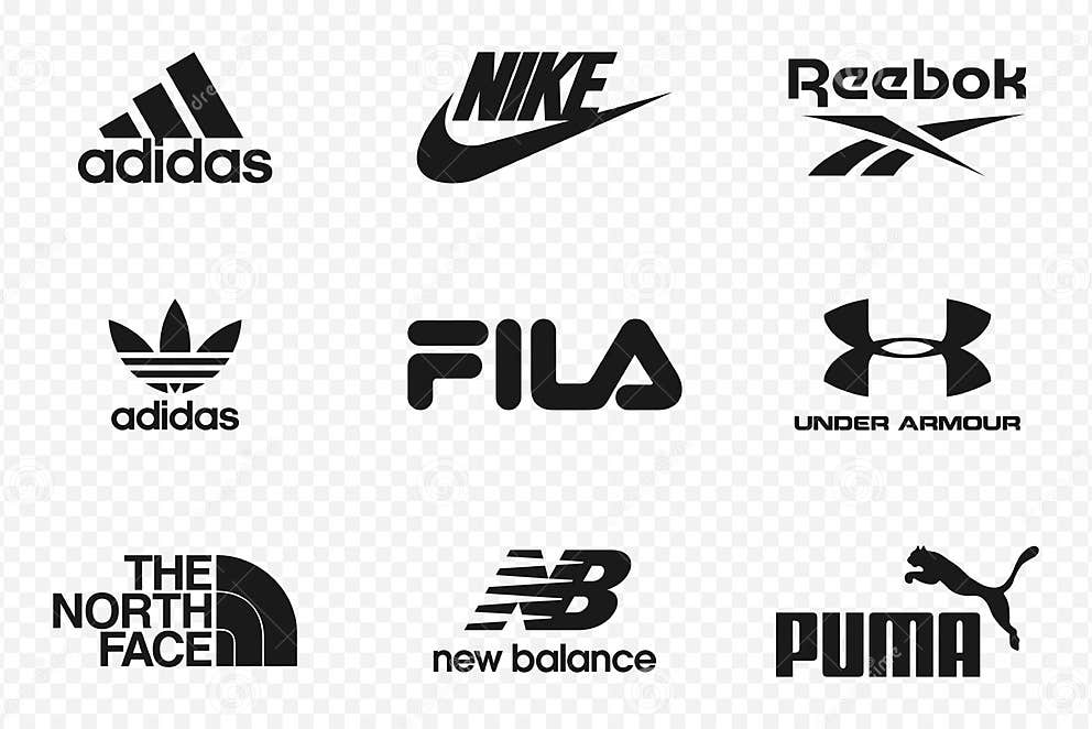 Top Clothing Brands Logos. Set of Most Popular Logo - NIKE, Adidas ...