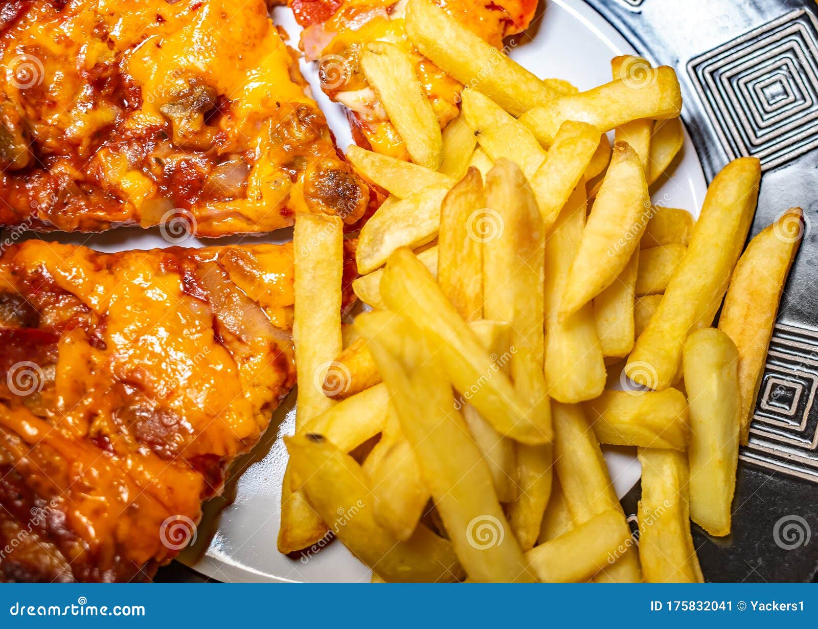 Top Down View of Pizza and Chips Stock Image Image of margarita, classic 175832041