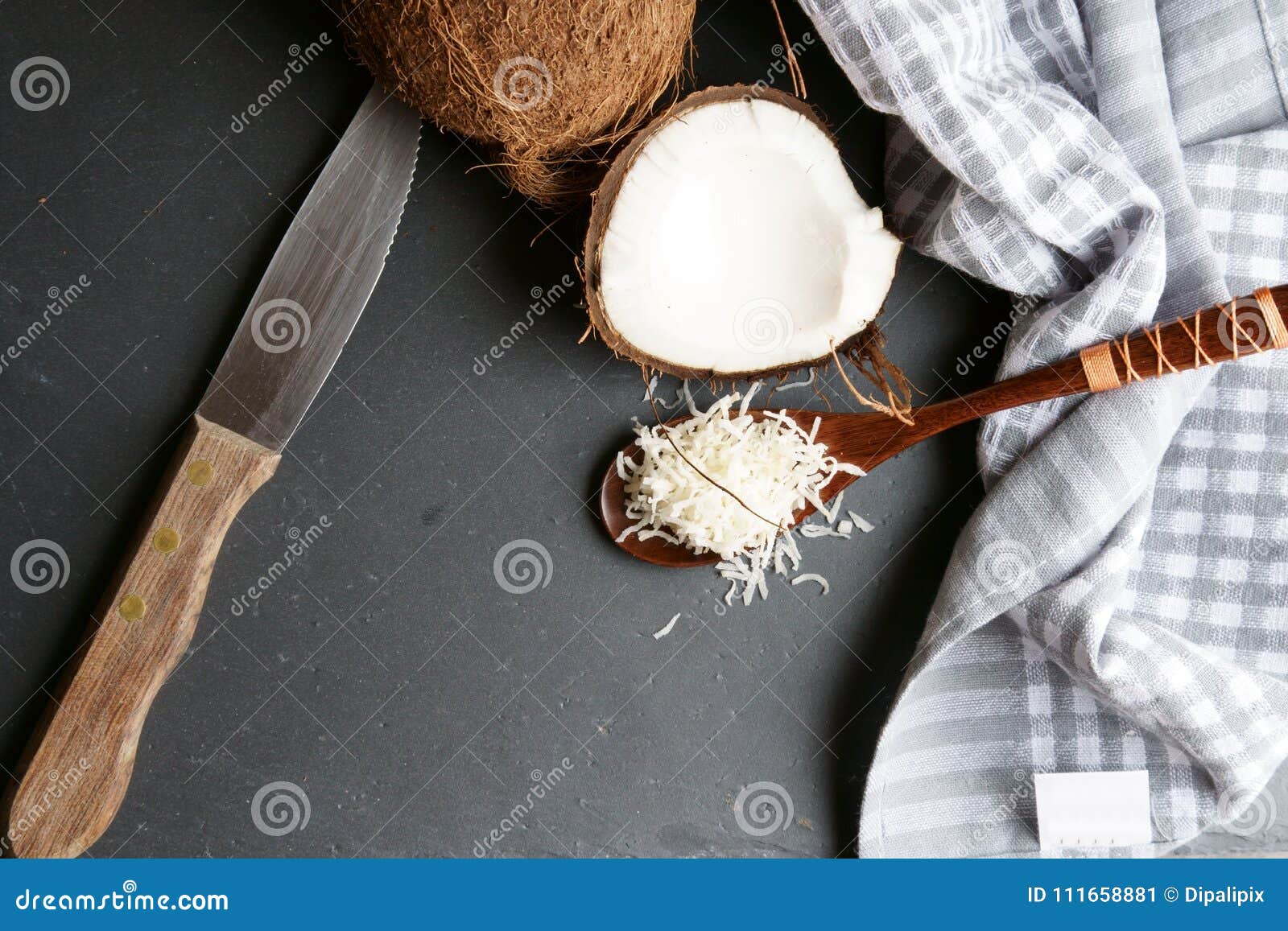 Top Down View of Coconut Oil, Coconut Flakes Stock Image Image of