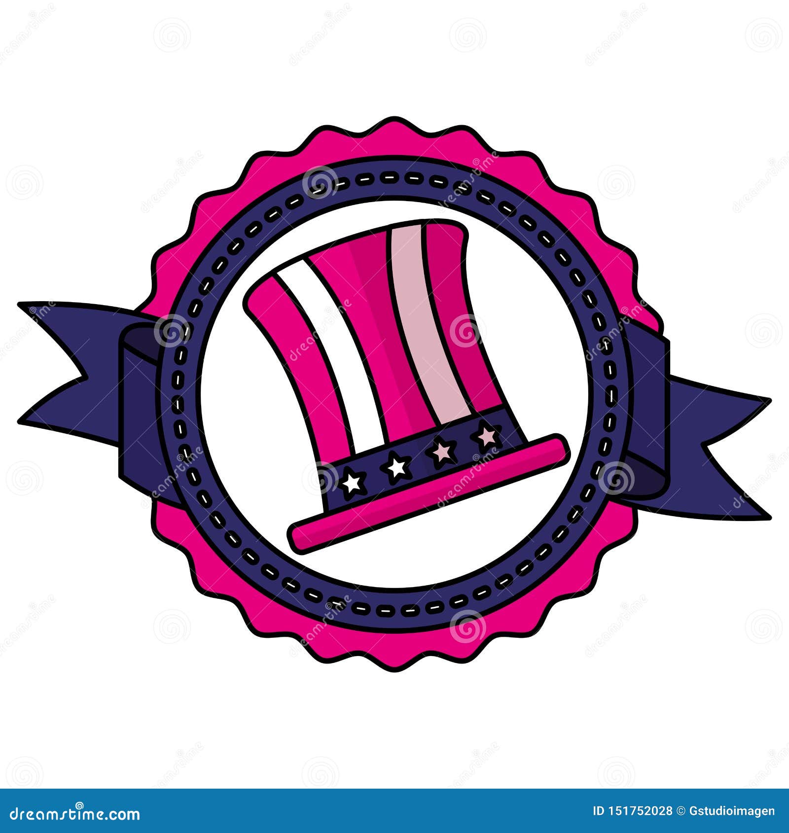 Top hat with american flag stock illustration. Illustration of banner ...