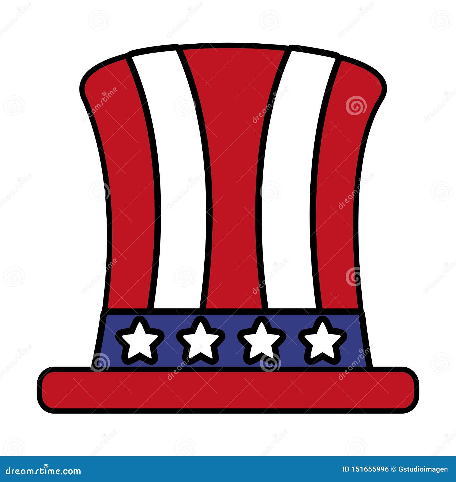 Top hat with american flag stock illustration. Illustration of freedom ...