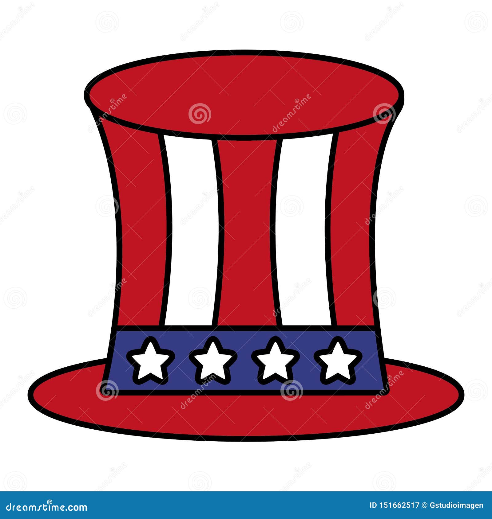 Top hat with american flag stock illustration. Illustration of culture ...