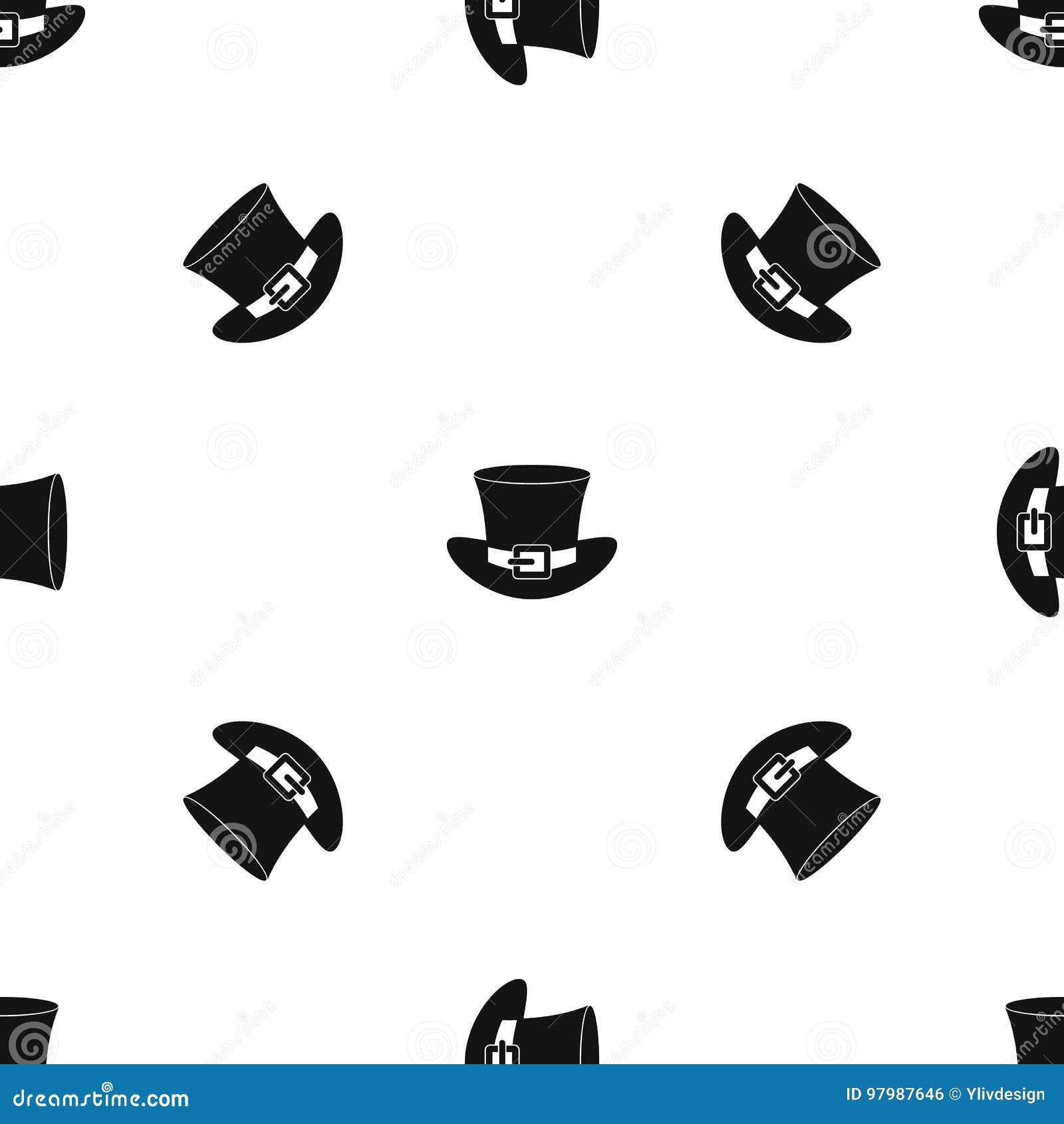 Top Hat with Buckle Pattern Seamless Black Stock Vector - Illustration ...
