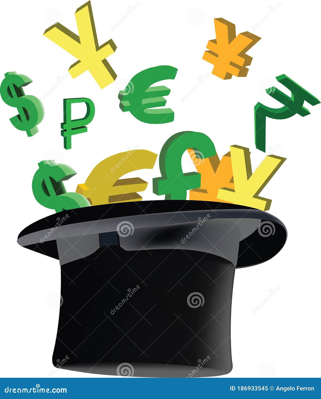 top hat with currency s inside