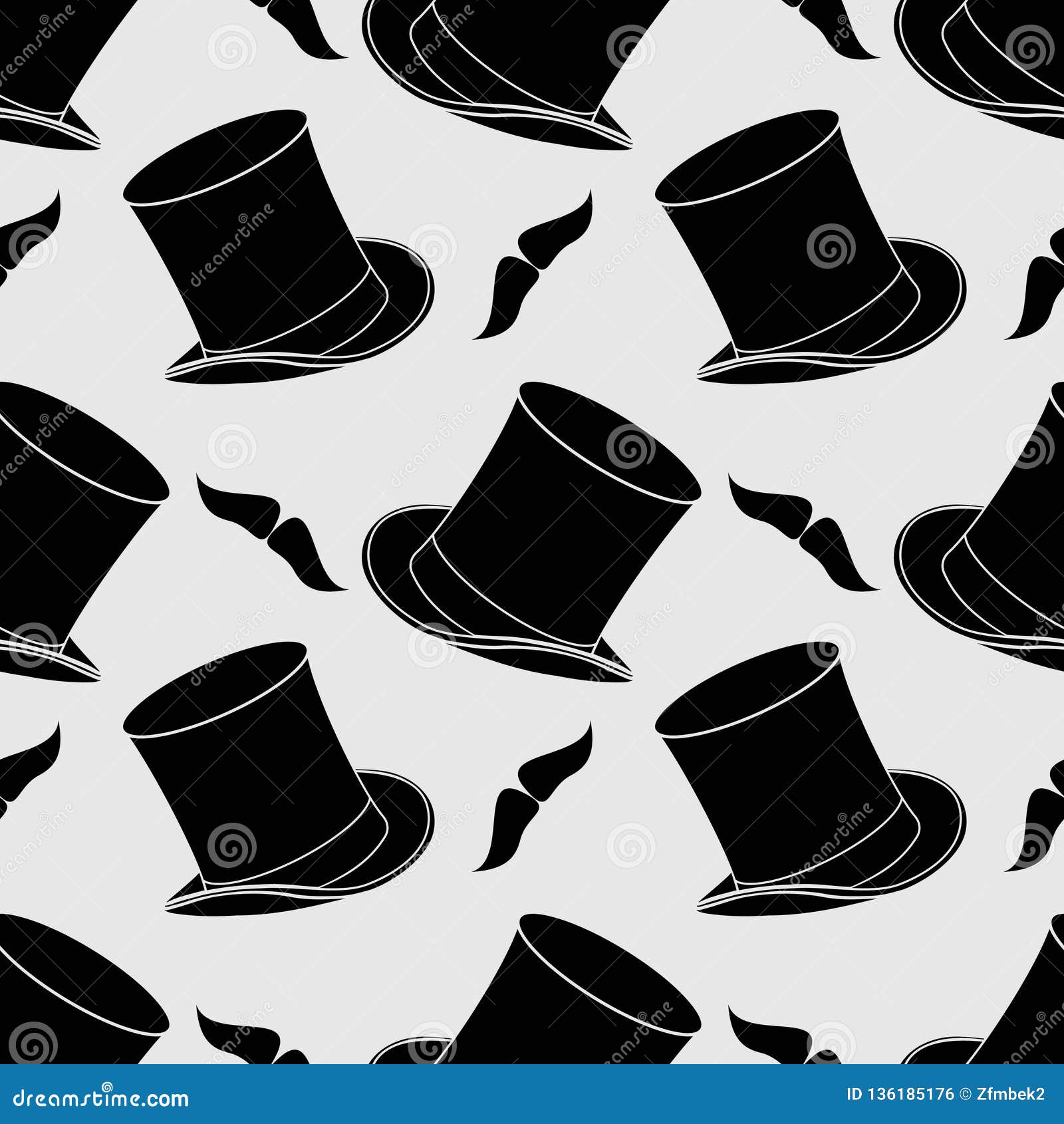 Top Hat and Mustache Seamless Pattern. Vector Illustration Stock Vector ...