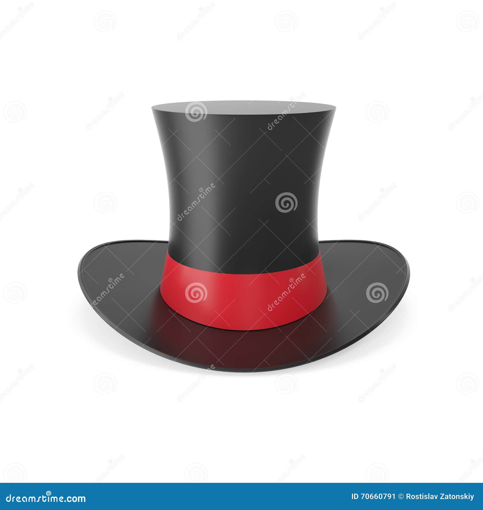 Top Hat with Red Ribbon Isolated on White Background. Stock