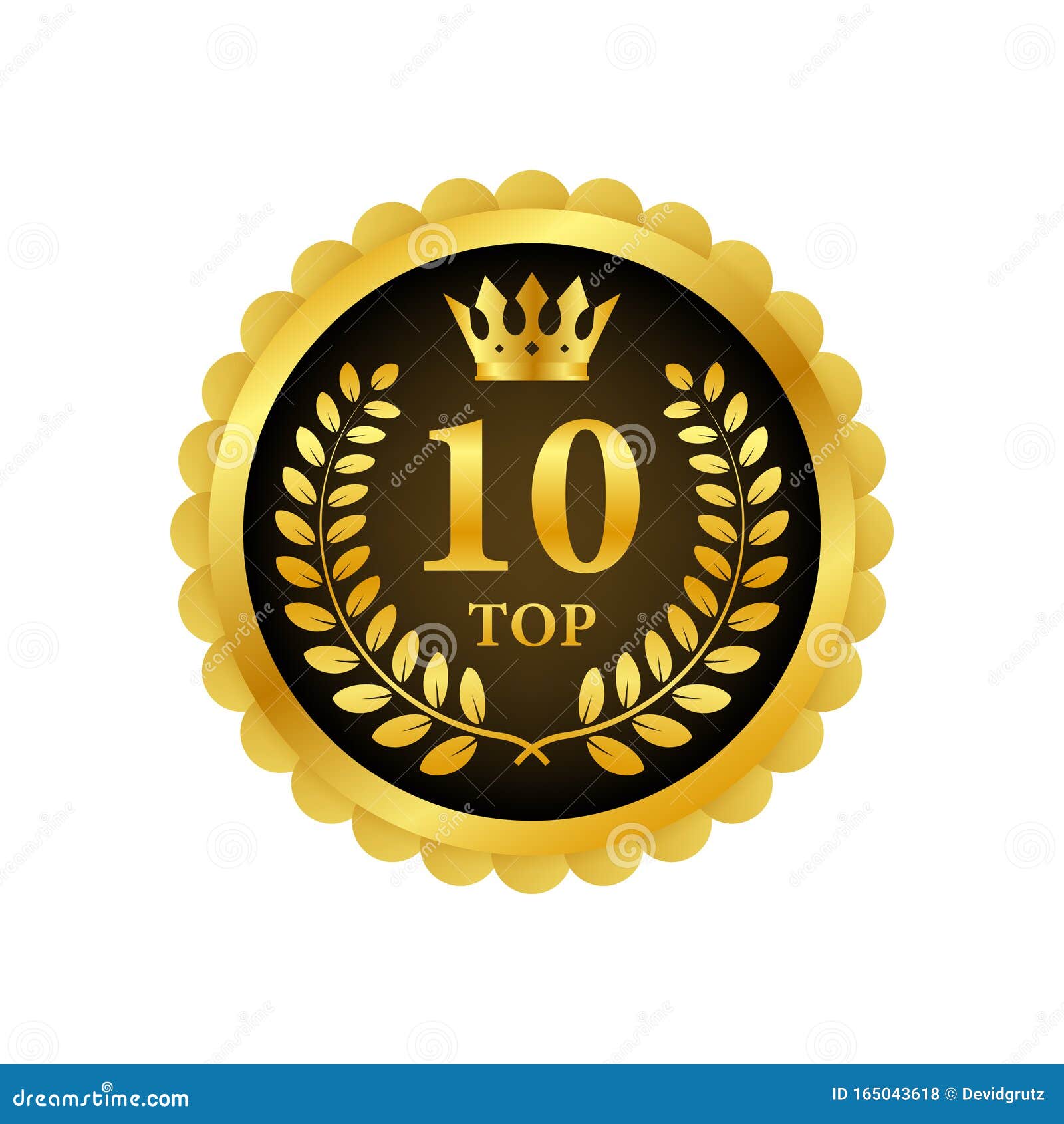 Top 10 Label. Golden Laurel Wreath Icon Stock Vector - Illustration of