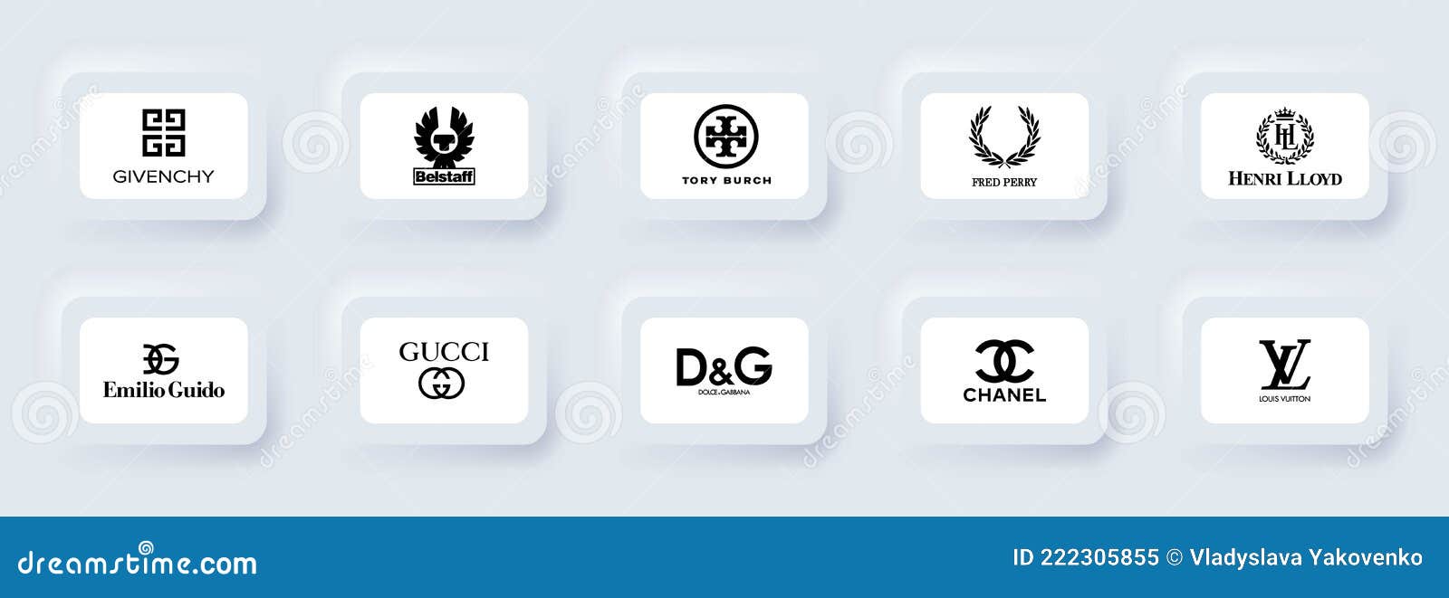 Top Most Popular Clothing Brands. Logo, Icons: GUCCI, Dolce ...