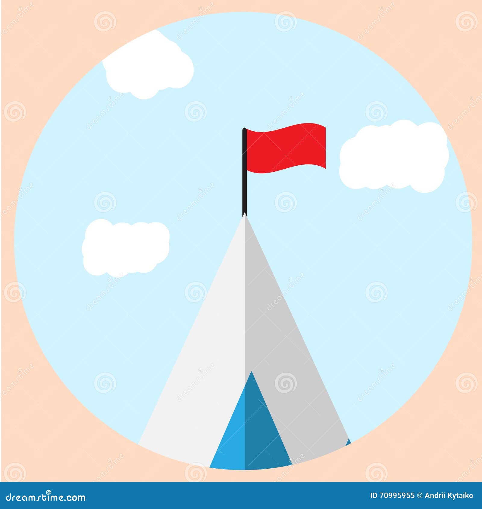 Top of Mountain with Flag Goal Icon Stock Vector Illustration of icon