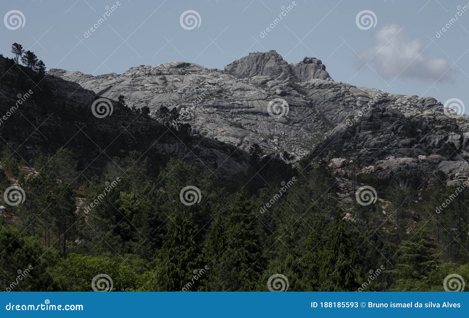 In The Top Of The Mountains, Land Of The Iberian Wolf, A View To `Pe De  Cabril` Mountain Peak, Geres National Park, Minho. Stock Image - Image of  land, daylight: 188185593