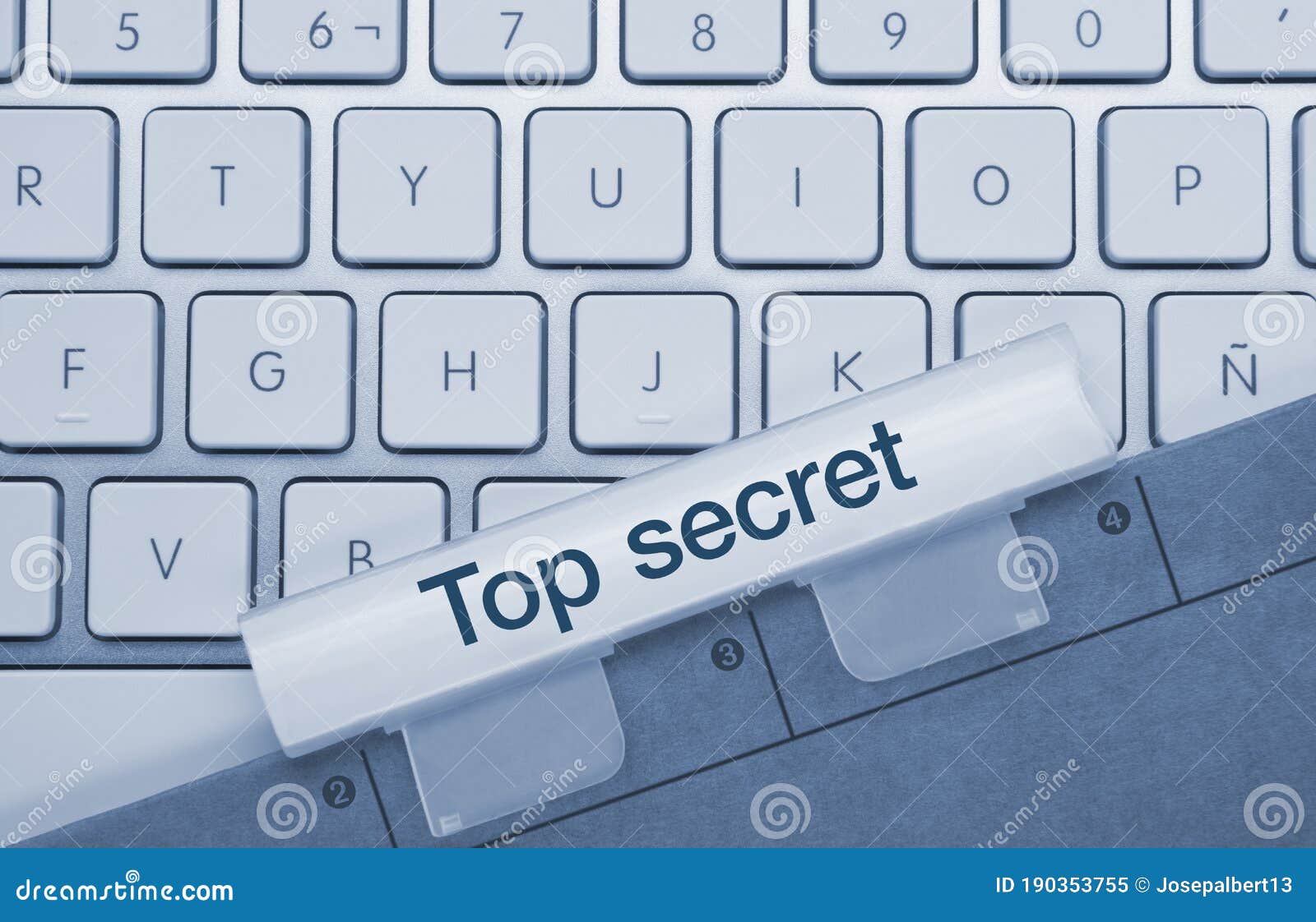 top secret - inscription on blue keyboard key