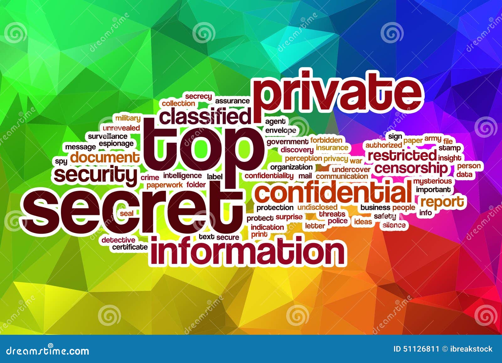 Top Secret Word Cloud with Abstract Background Stock Illustration