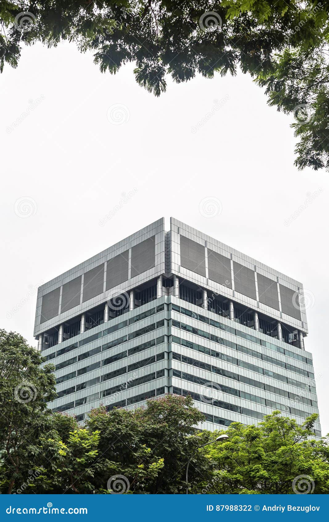 Top of Skyscraper and Trees Stock Photo Image of glass, town 87988322