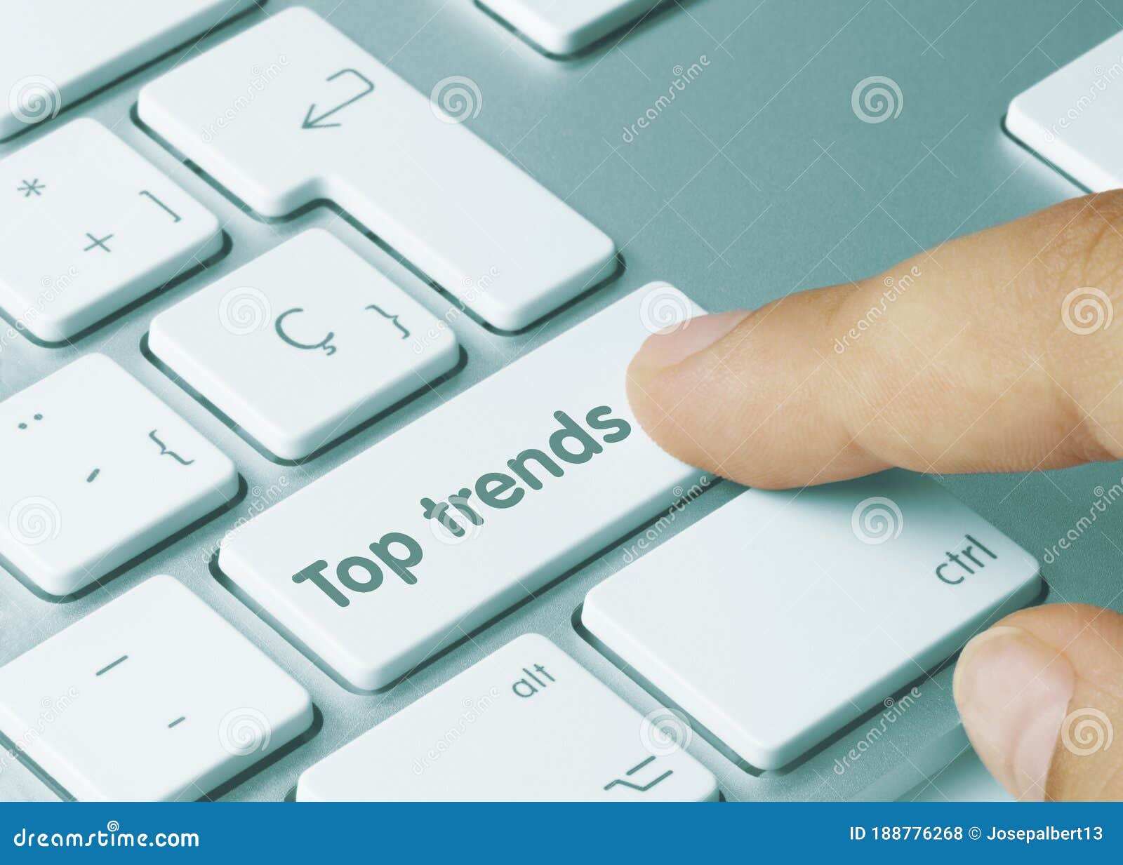 top trends - inscription on blue keyboard key