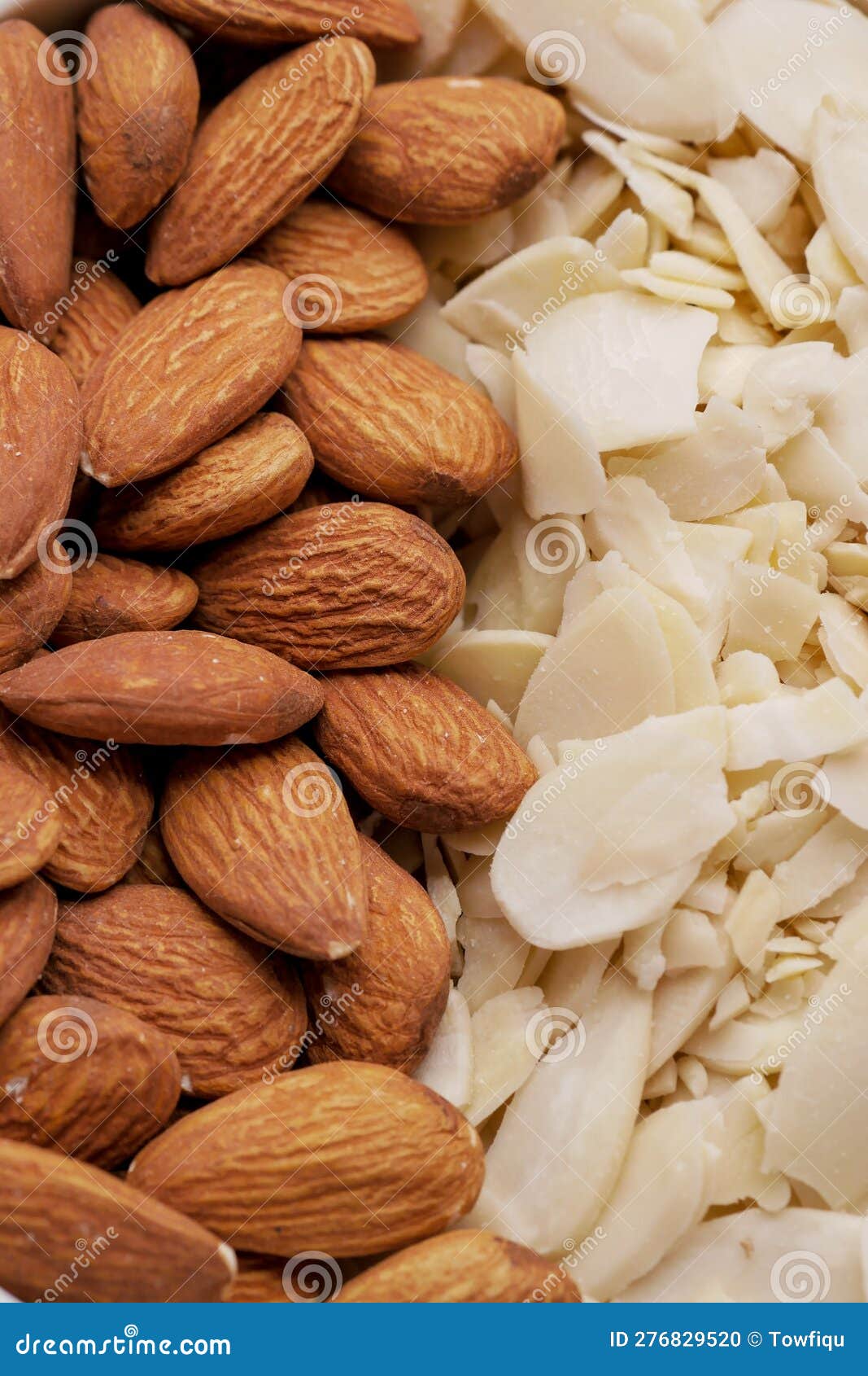 Top View of Almond Nut and Slice in a Bowl on Table Stock Photo Image