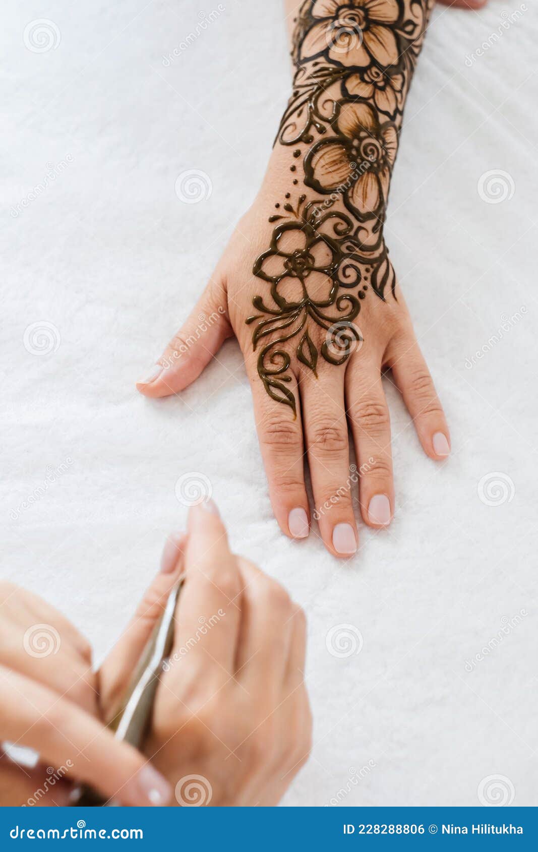 Henna Tattoo on Woman Hands, Artist Drawing Arabic Mehndi Stock Photo - Image of ritual, herbal: 228288806 Henna Tattoo on Woman Hands, Artist Drawing Arabic Mehndi Stock Photo - Image of ritual, herbal: 228288806