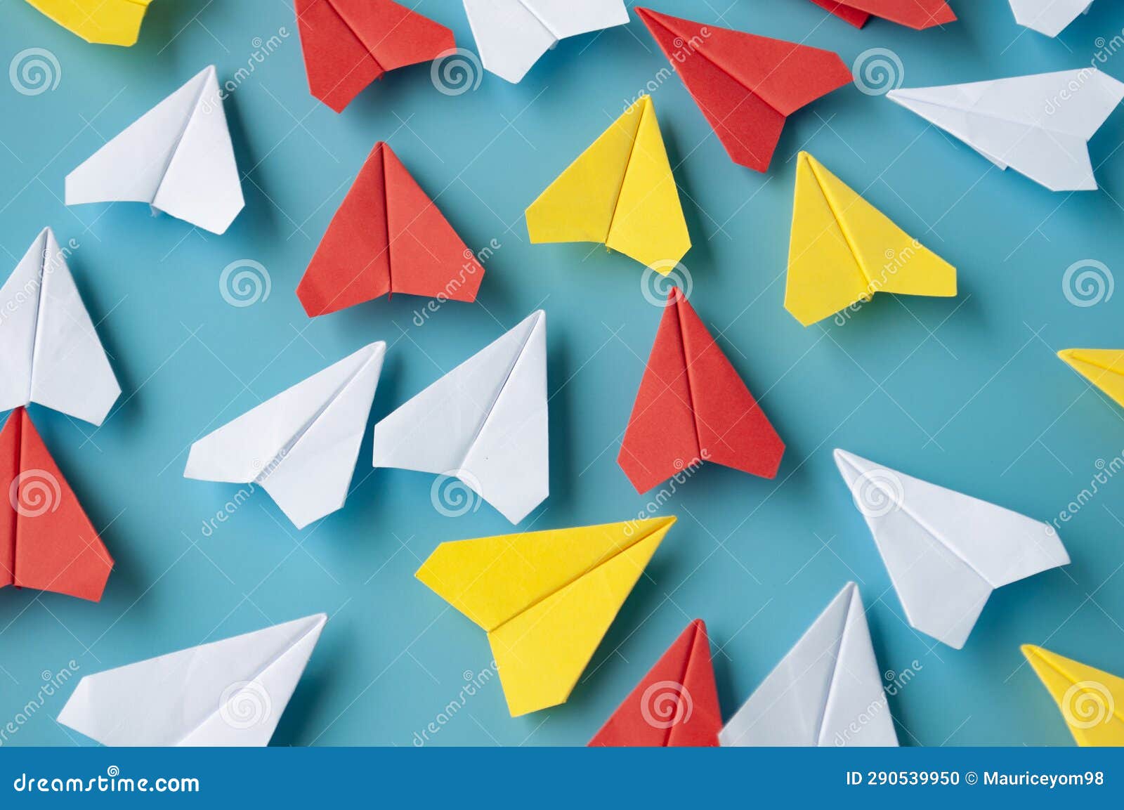 Top View of Assorted Colorful Paper Airplanes. Airplane Concept Stock