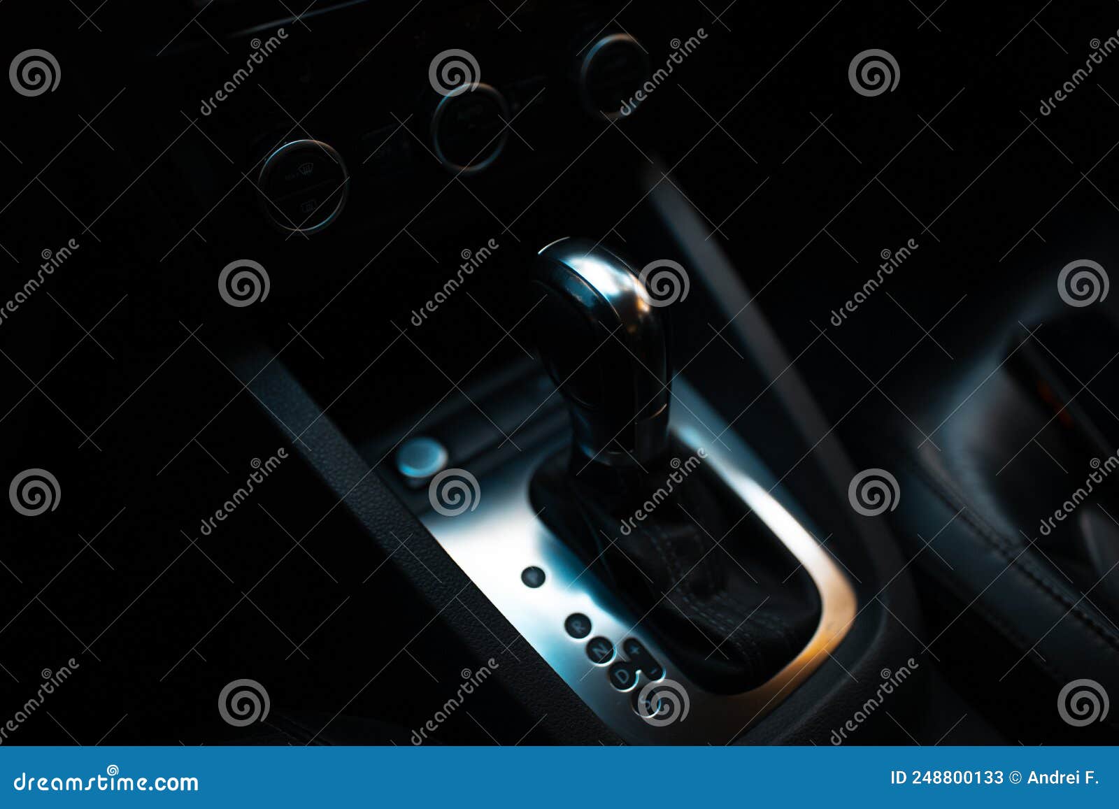 Top View of Automatic Gearbox Selector. Dark Photo. Stock Image Image