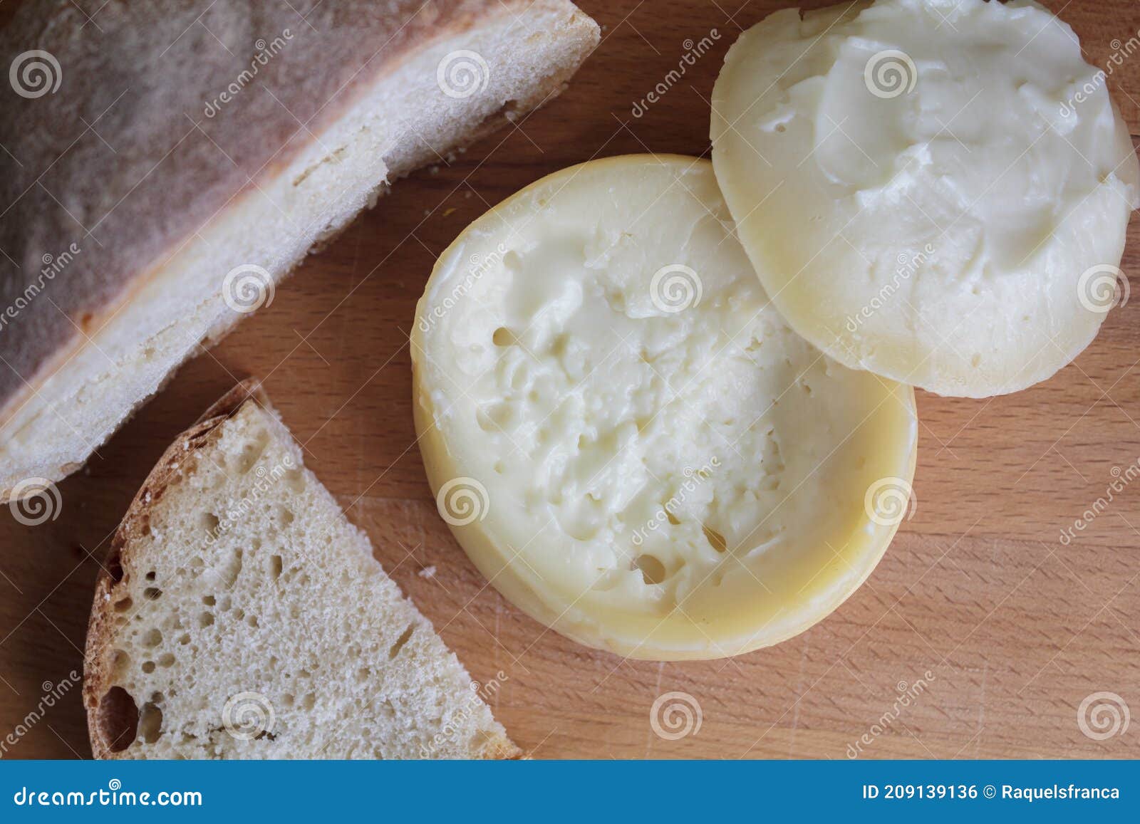 top view of azeitao cheese  a creamy and semi soft portuguese cheese with bread