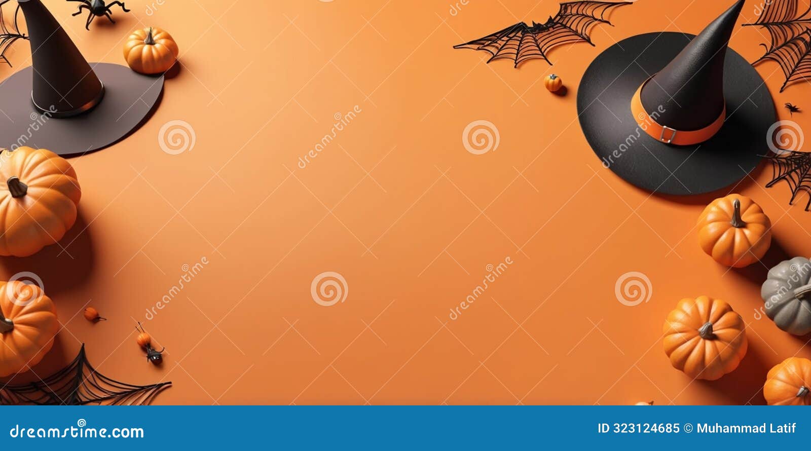 top view background banner of spooky halloween