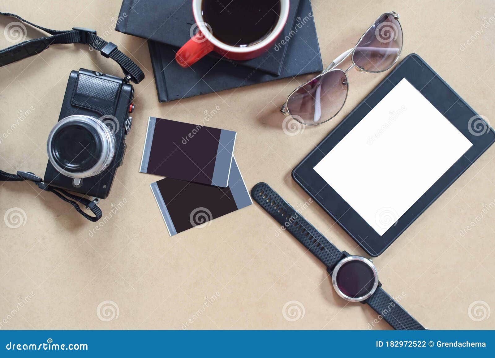 flat lay of a travel concept.
