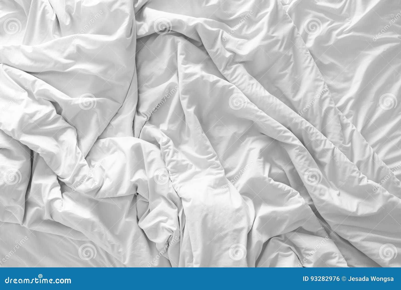 Top View of Bedding Blanket or White Fabric Wrinkle Texture Background