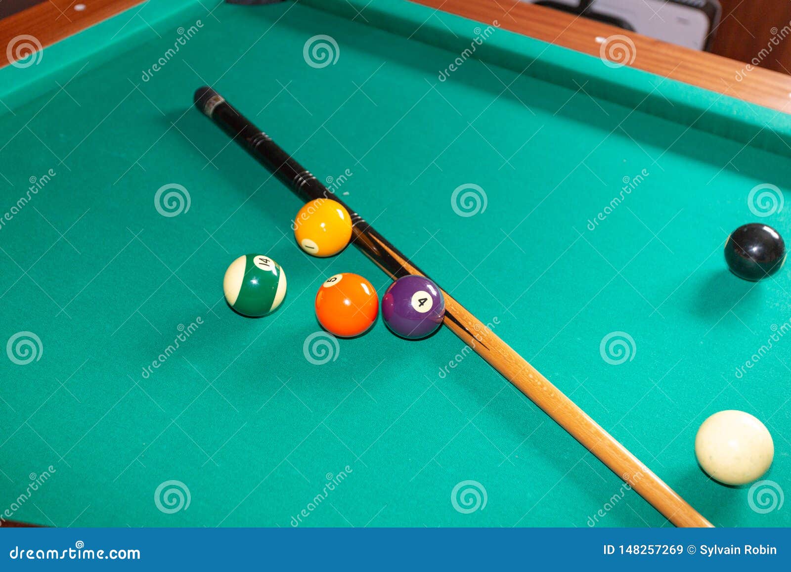 Top View Billiard Table with Balls Stock Image Image of green