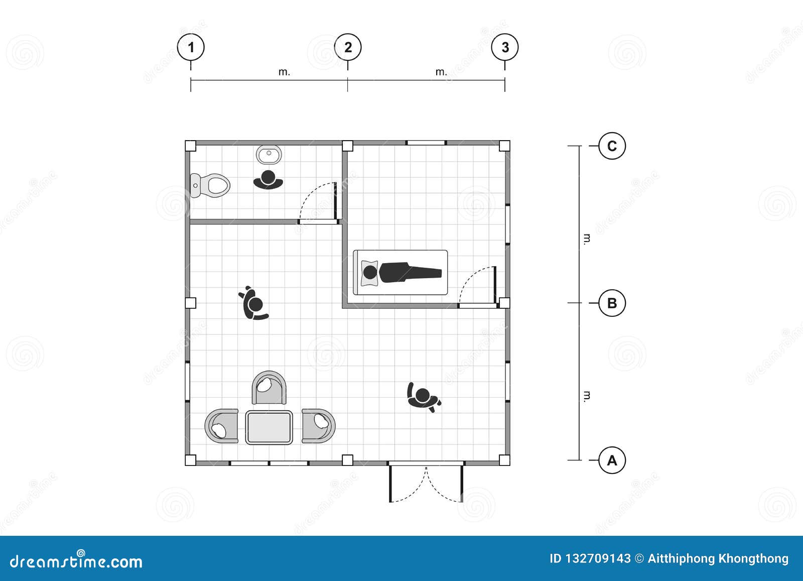  Top  View  Black And White Outline Drawing Home  Plan  