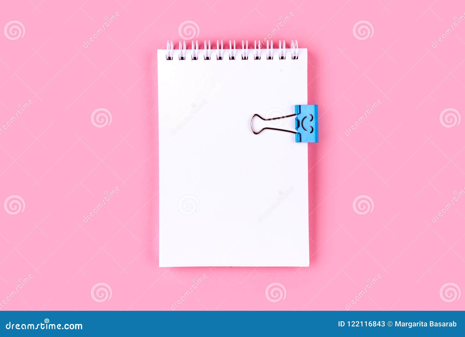 top view of blank notebook on colorful background