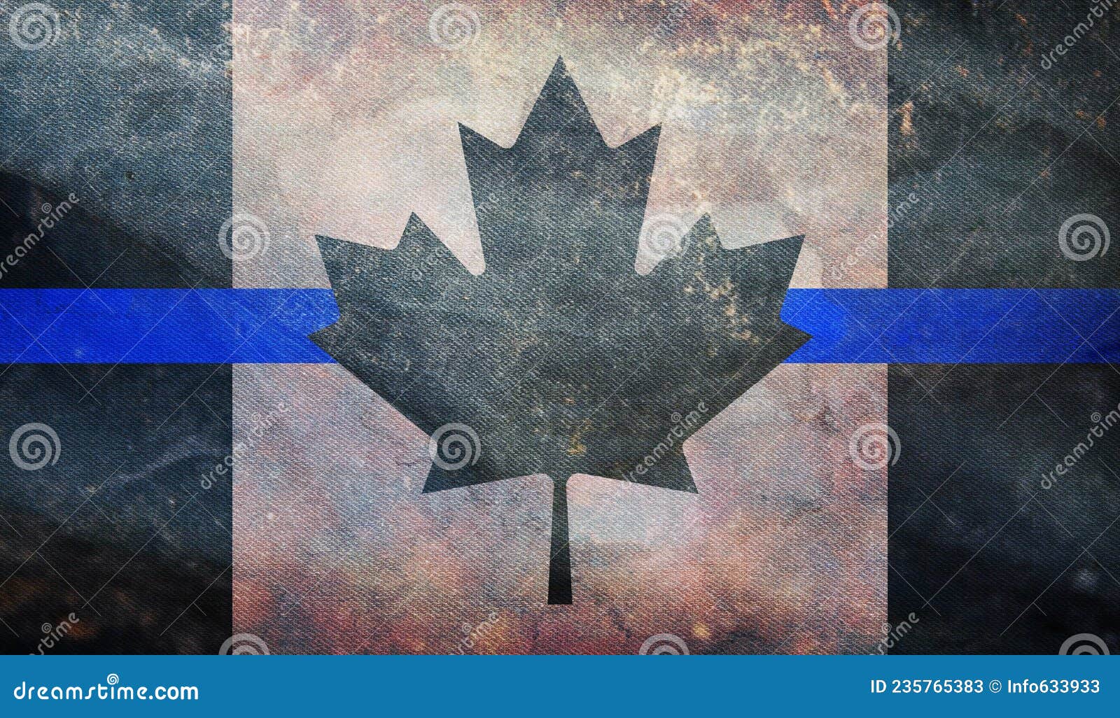 Top View of Blue Line, Canada Flag, No Flagpole. Plane Design, Layout