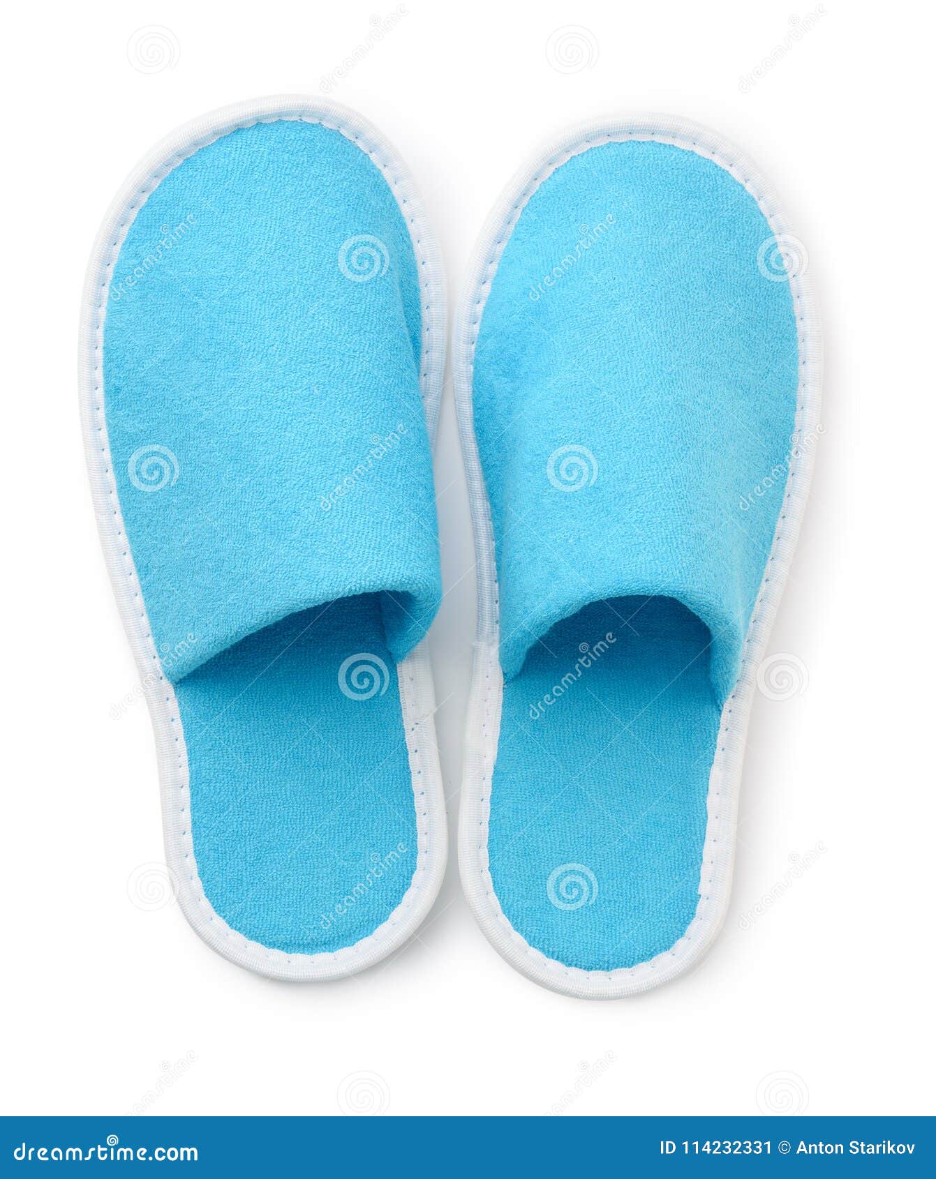 Top View of Blue Soft Slippers Stock Image - Image of hotel, household ...